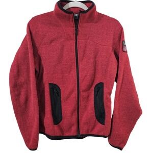 Norwear Norway‎ Red Fleece Full Zip Jacket Women Med Nordic Flag Outdoor Hiking
